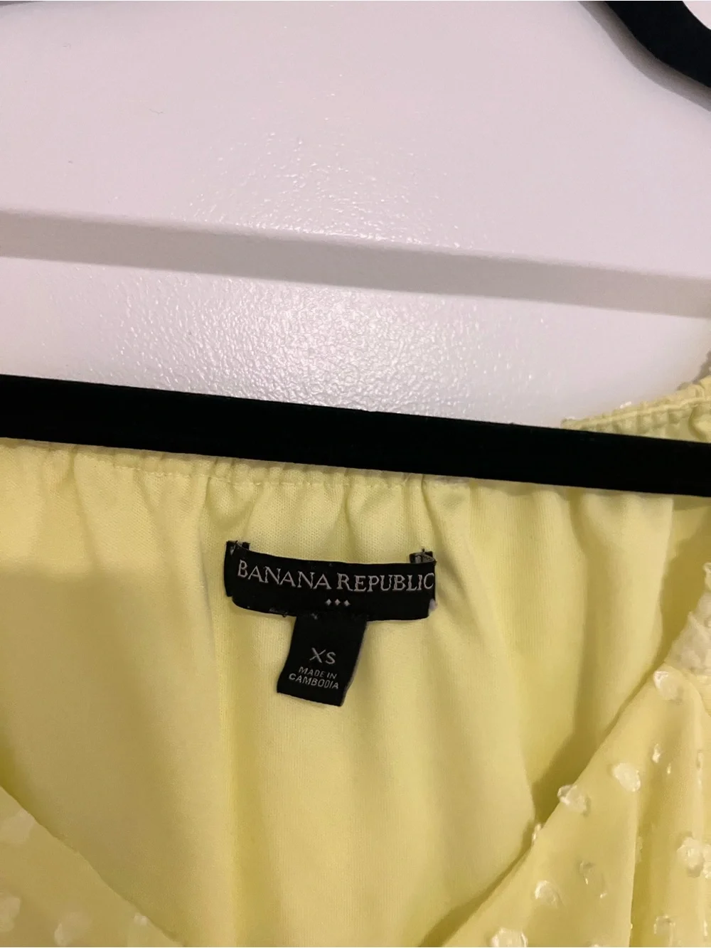 Light Yellow Swiss Dot Puff Sleeve Women's Top